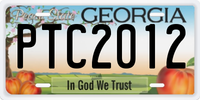 GA license plate PTC2012