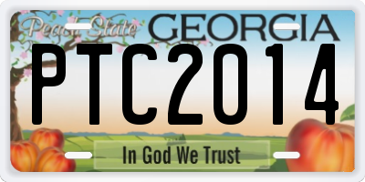 GA license plate PTC2014