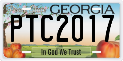 GA license plate PTC2017