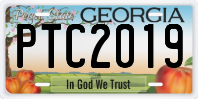 GA license plate PTC2019