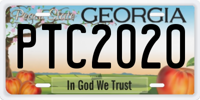 GA license plate PTC2020