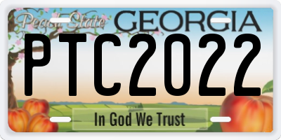 GA license plate PTC2022