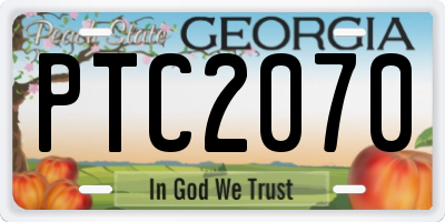 GA license plate PTC2070