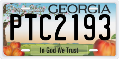 GA license plate PTC2193