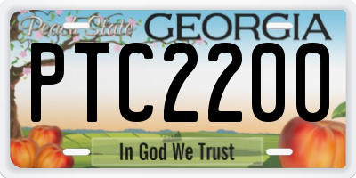 GA license plate PTC2200
