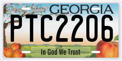 GA license plate PTC2206