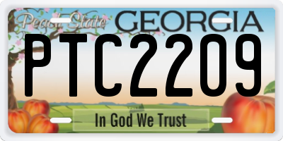 GA license plate PTC2209