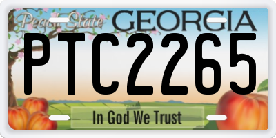 GA license plate PTC2265