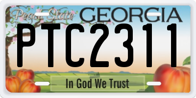 GA license plate PTC2311