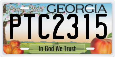 GA license plate PTC2315
