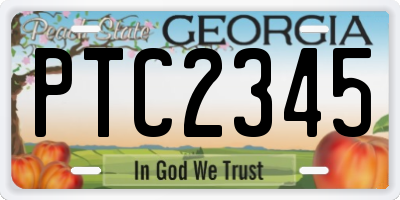 GA license plate PTC2345