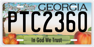 GA license plate PTC2360