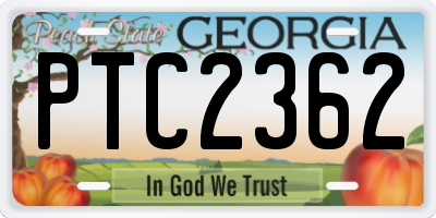 GA license plate PTC2362