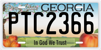 GA license plate PTC2366