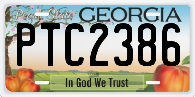 GA license plate PTC2386