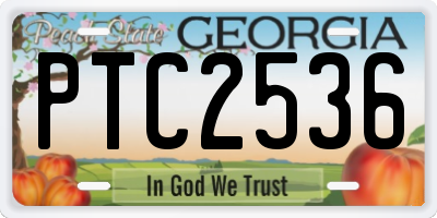 GA license plate PTC2536