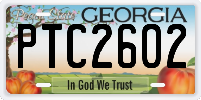 GA license plate PTC2602