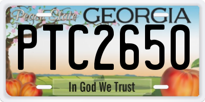 GA license plate PTC2650