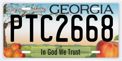GA license plate PTC2668