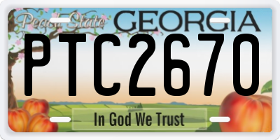 GA license plate PTC2670