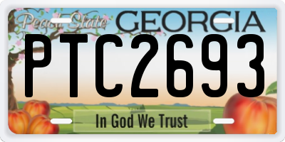 GA license plate PTC2693