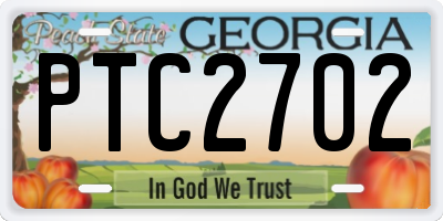 GA license plate PTC2702