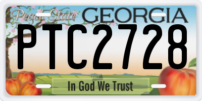 GA license plate PTC2728