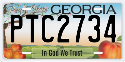 GA license plate PTC2734