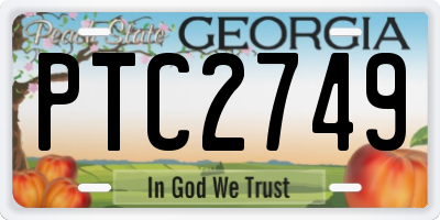 GA license plate PTC2749