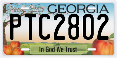 GA license plate PTC2802