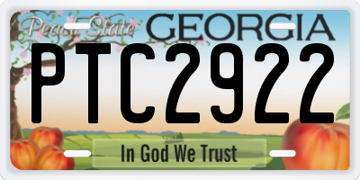 GA license plate PTC2922