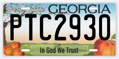 GA license plate PTC2930