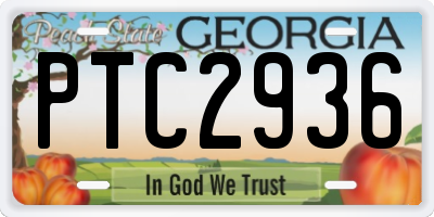 GA license plate PTC2936
