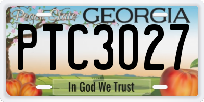 GA license plate PTC3027