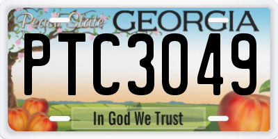 GA license plate PTC3049
