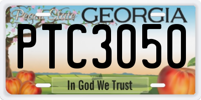 GA license plate PTC3050
