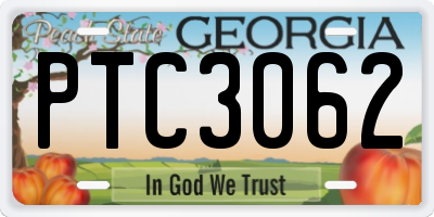 GA license plate PTC3062