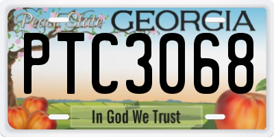 GA license plate PTC3068