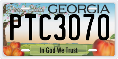GA license plate PTC3070