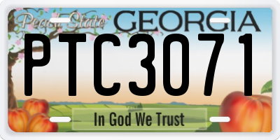 GA license plate PTC3071