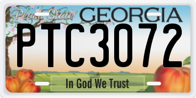 GA license plate PTC3072