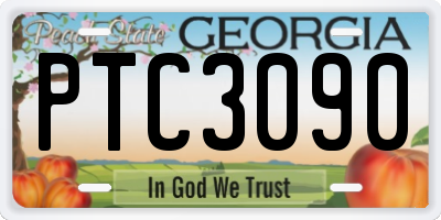 GA license plate PTC3090