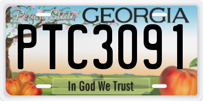 GA license plate PTC3091