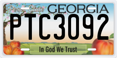 GA license plate PTC3092
