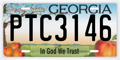 GA license plate PTC3146