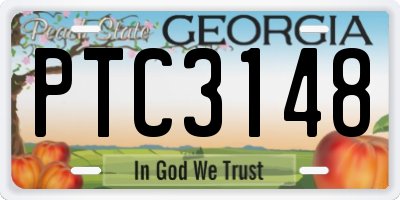 GA license plate PTC3148
