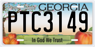 GA license plate PTC3149
