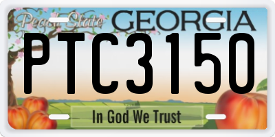 GA license plate PTC3150