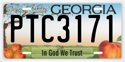 GA license plate PTC3171