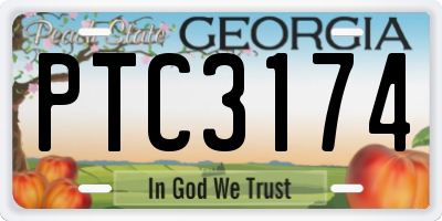 GA license plate PTC3174